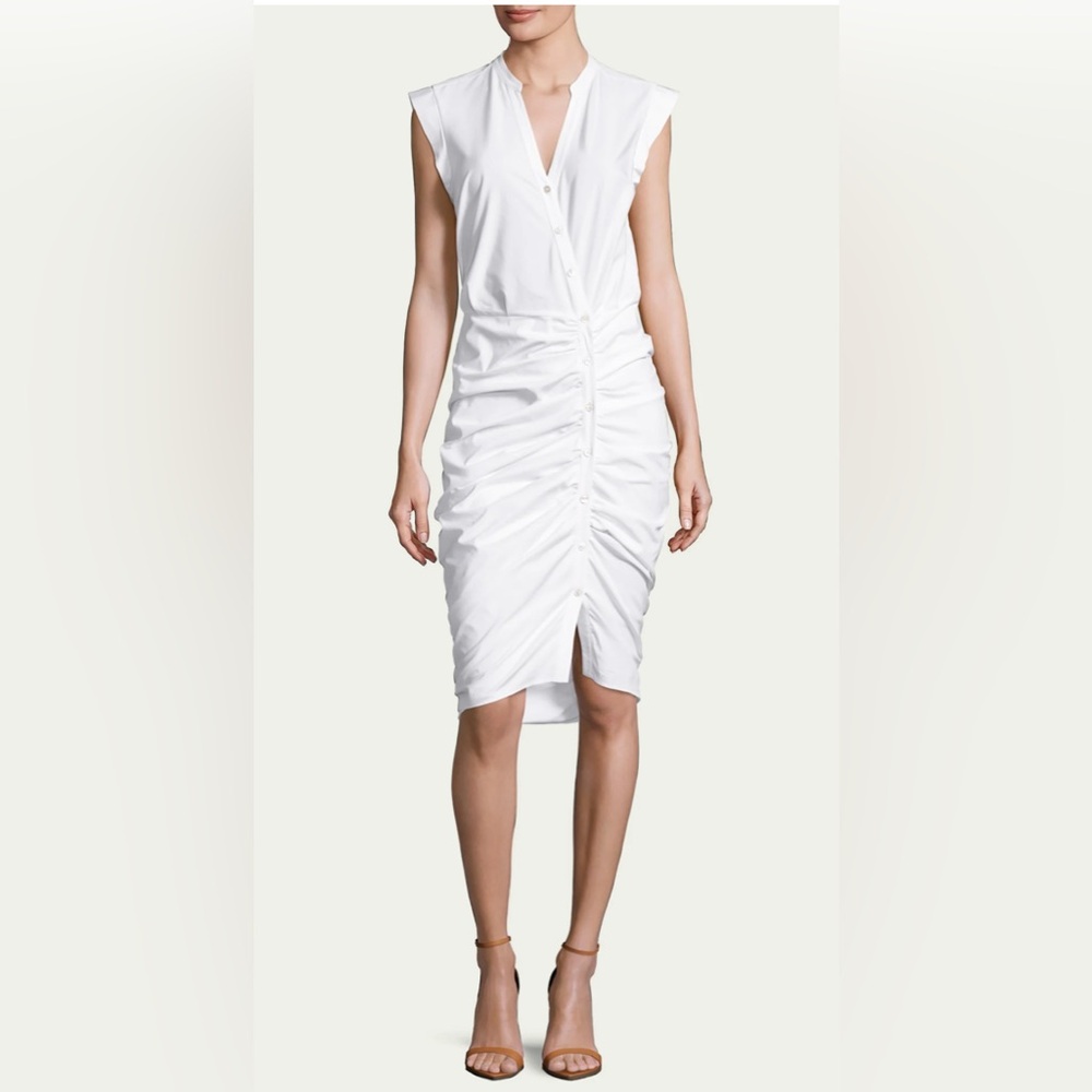 Veronica Beard Brand New NWT never worn Cotton poplin ruched white dress size 6